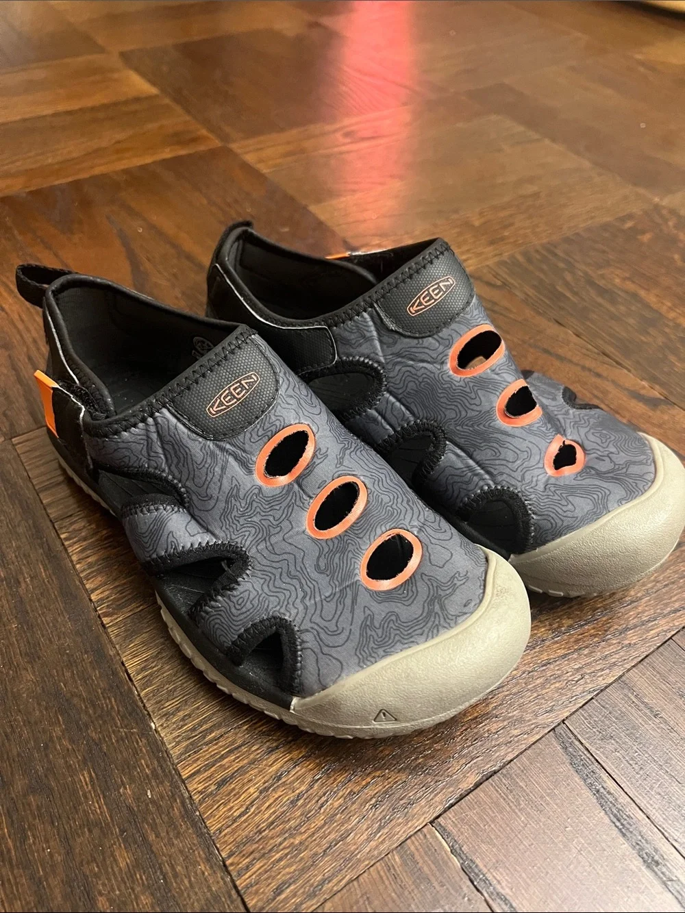 KEEN Kids Gray and Orange Slip-On Water Shoes